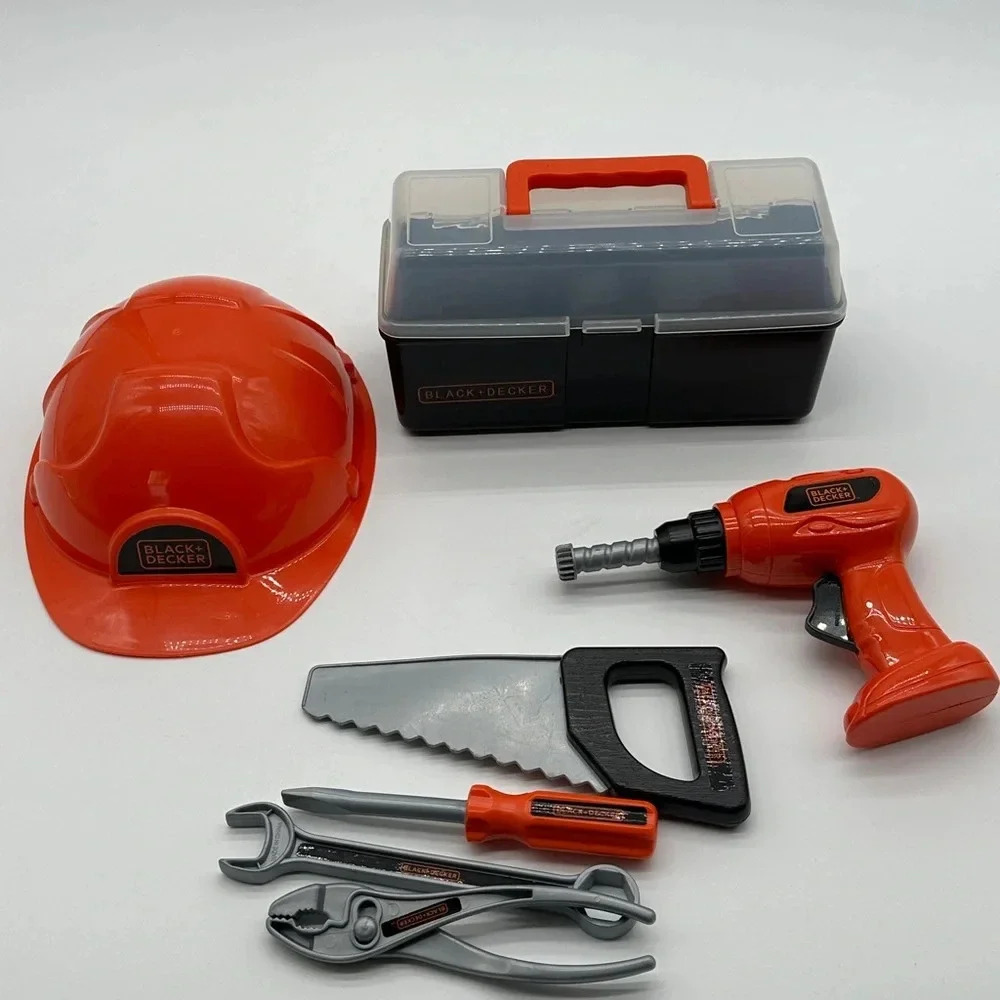 Black and Decker Junior Kids Toy Tool Set‎ with Hard Hat Toolbox and Power Drill